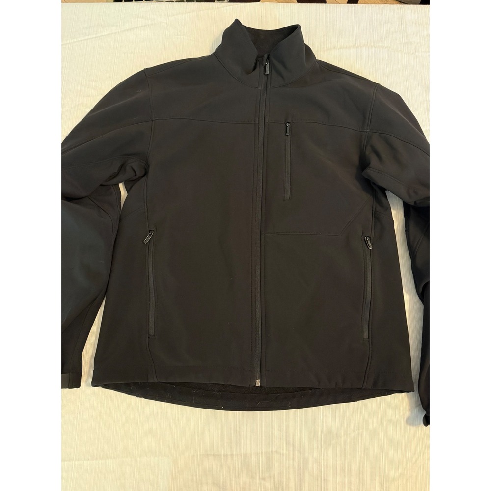 T-Tech by Tumi Mens Softshell Full Zip Jacket Black Fleece Lined Medium